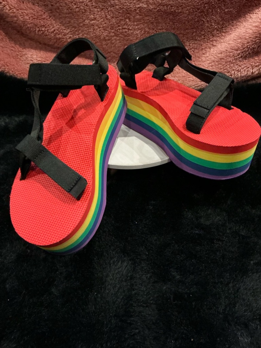 TEVA Flatform Universal Rainbow Pride Platform Sandals Size 8-9
